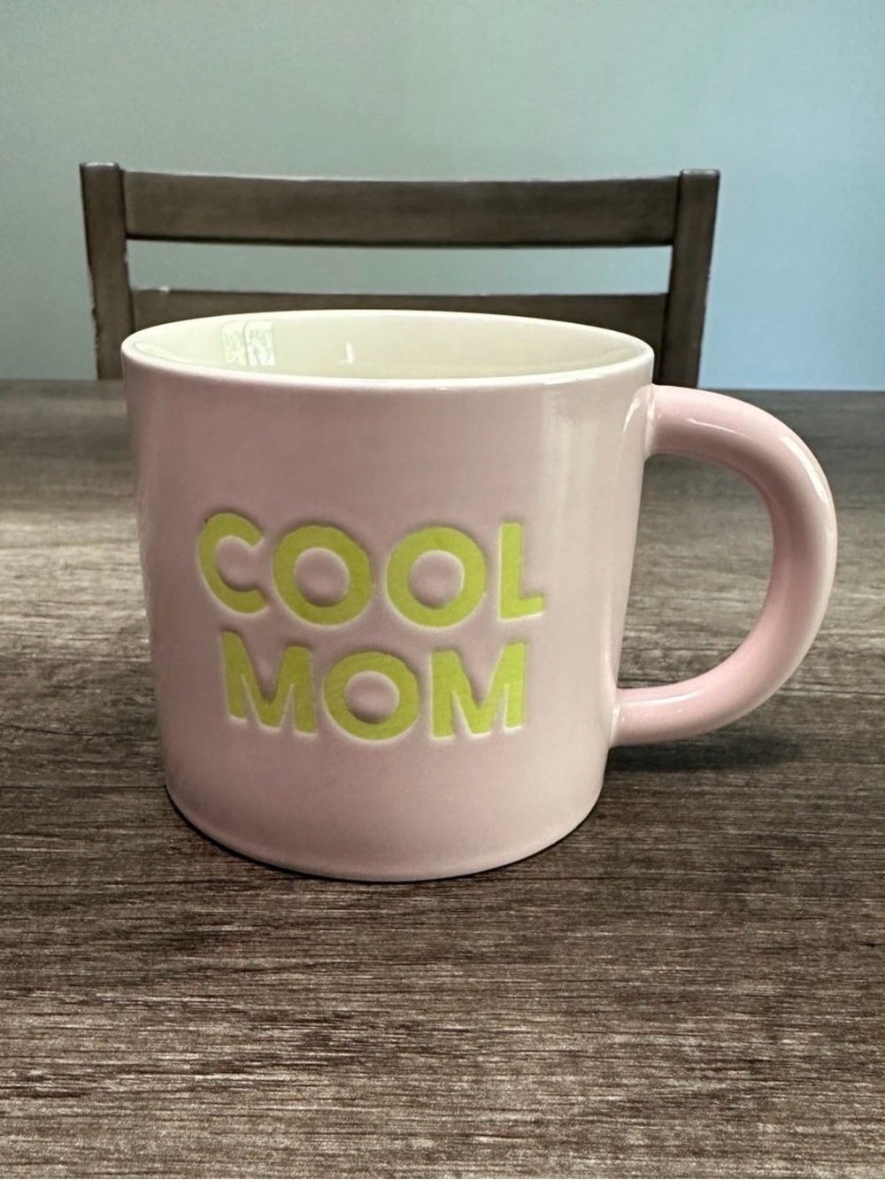 Room Essentials Pink Ceramic 'COOL MOM' Mug with Yellow Lettering